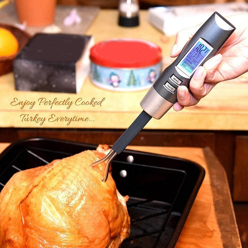 Cukokit Stainless Steel BBQ Fork Thermometer Digital Meat Food Thermometer