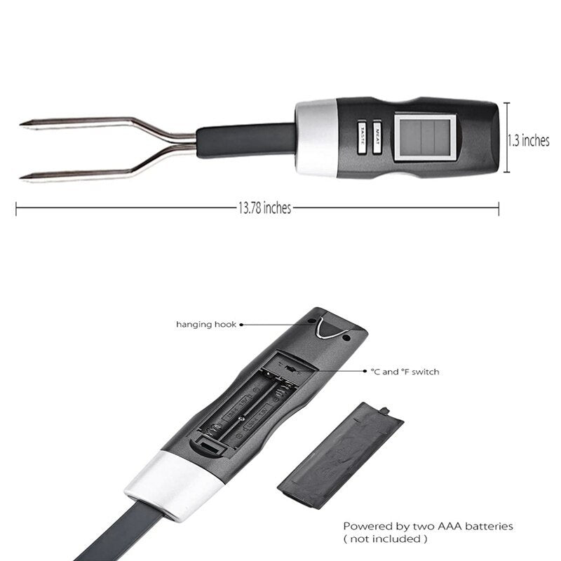 Cukokit Stainless Steel BBQ Fork Thermometer Digital Meat Food Thermometer