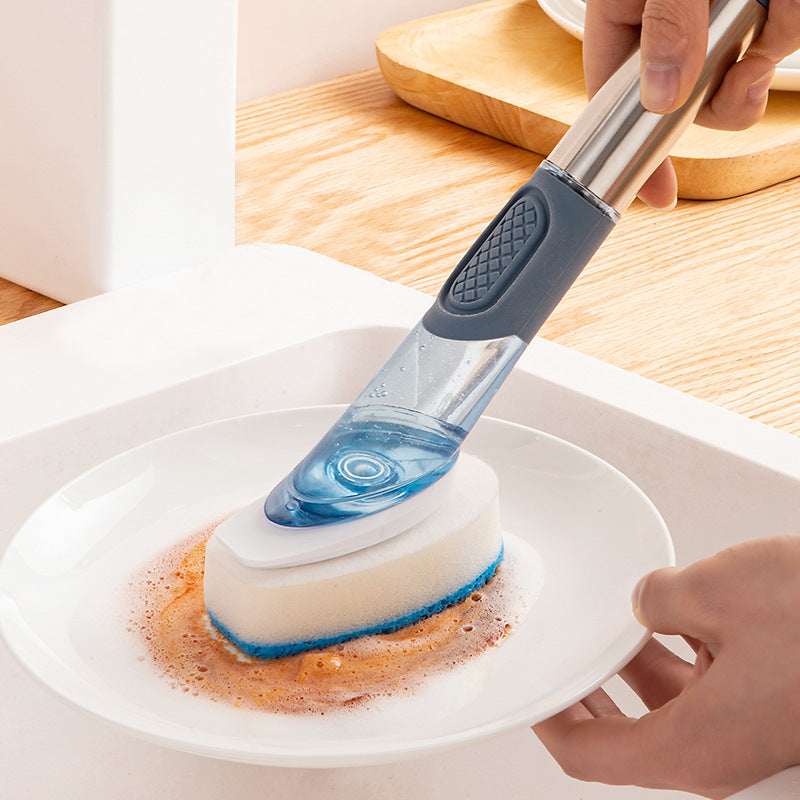 Cukokit Multifunctional Dish Brush Long Handle Kitchen Sponge Cleaning Tool