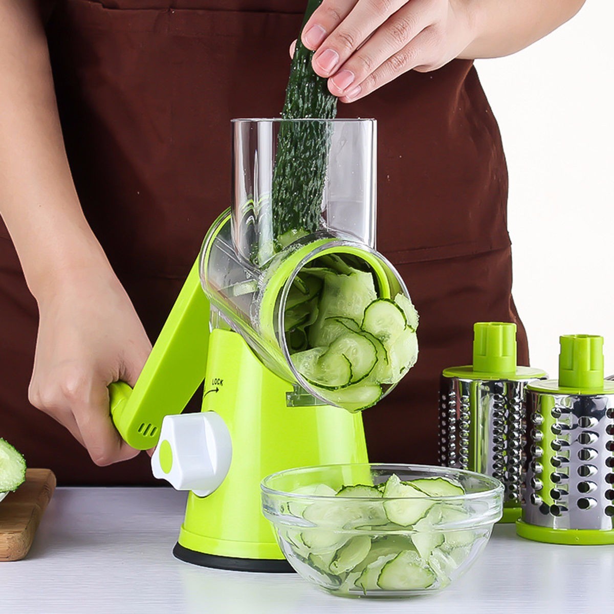 Cukokit Round Mandoline Vegetable Slicer Potato, Carrot, Cheese Grater Cutter