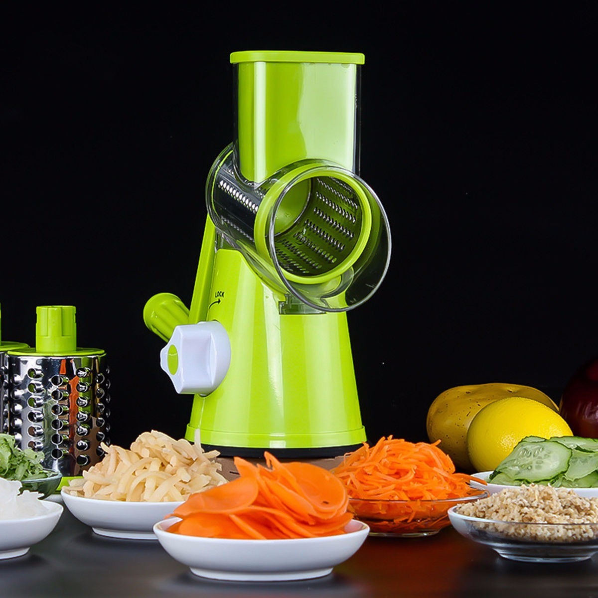 Cukokit Round Mandoline Vegetable Slicer Potato, Carrot, Cheese Grater Cutter