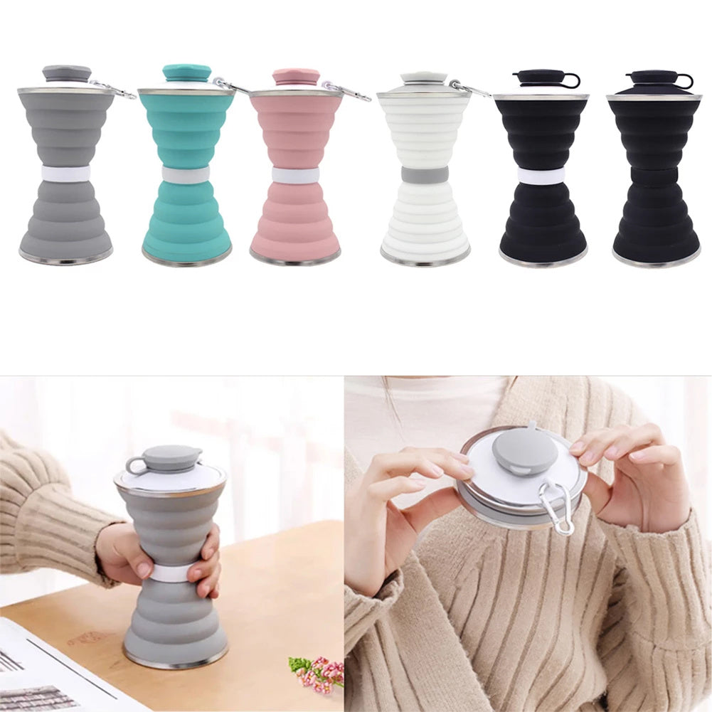 Cukokit 500ML Silicone Foldable Water Bottle Leak Proof Portable Sports Cup