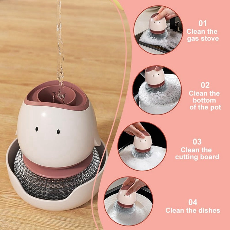 Cukokit Automatic Liquid Filling Dishwashing Brush Kitchen Cleaning Tool
