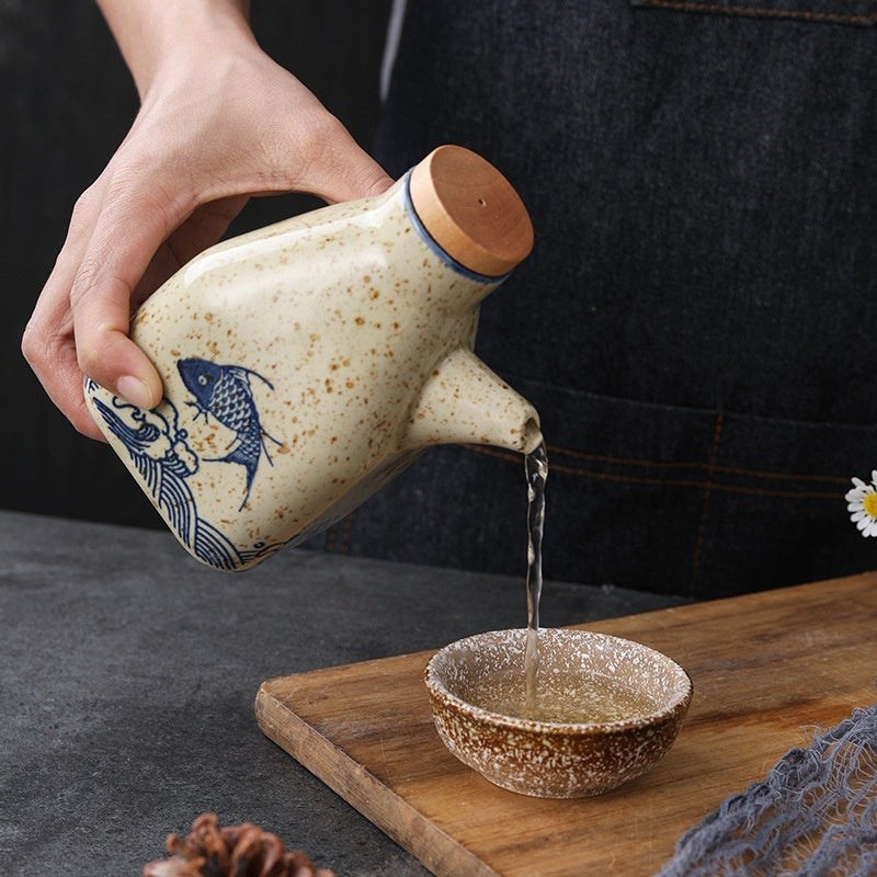 Cukokit New Chinese Ceramic Kitchen Sauce Dipping Pot Traditional Condiment Dispenser