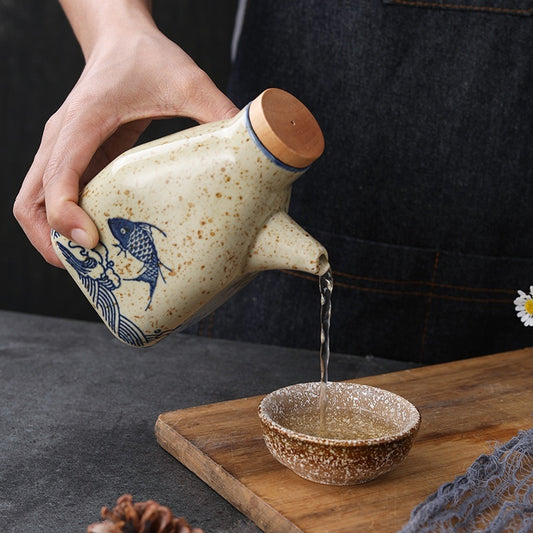 Cukokit New Chinese Ceramic Kitchen Sauce Dipping Pot Traditional Condiment Dispenser