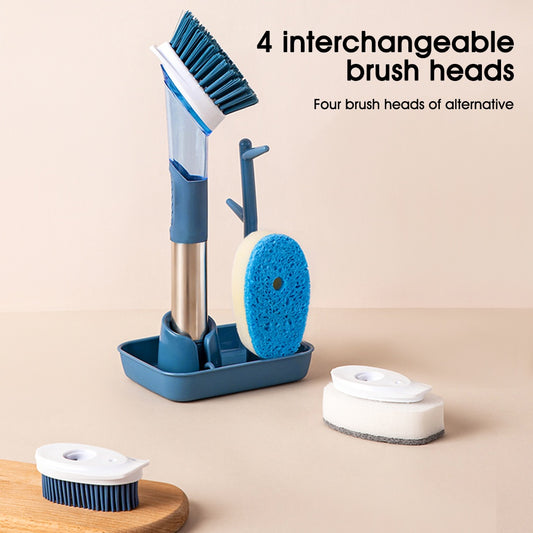 Cukokit Multifunctional Dish Brush Long Handle Kitchen Sponge Cleaning Tool