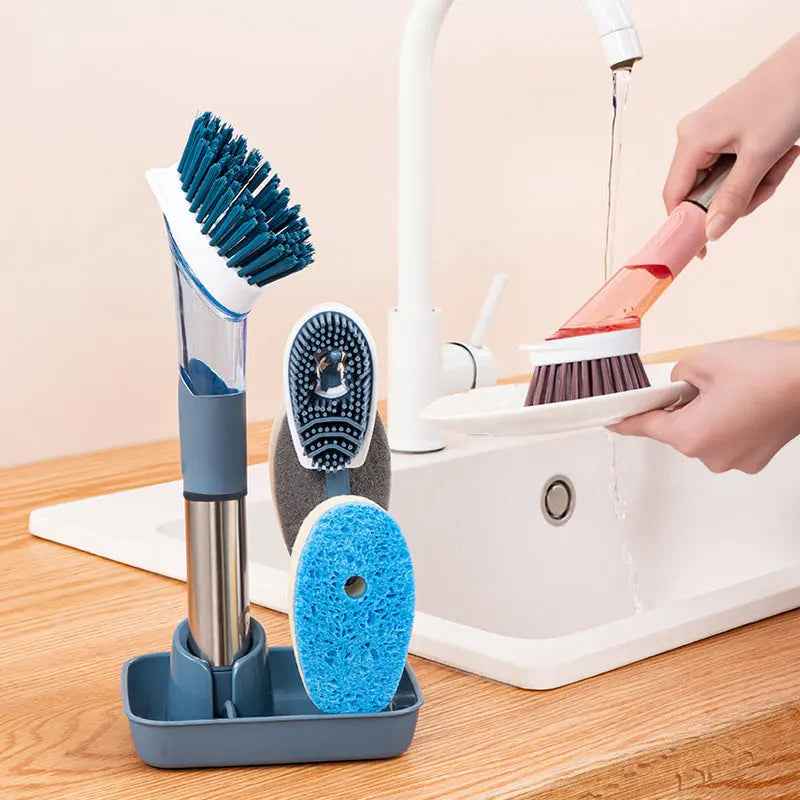 Cukokit Multifunctional Dish Brush Long Handle Kitchen Sponge Cleaning Tool