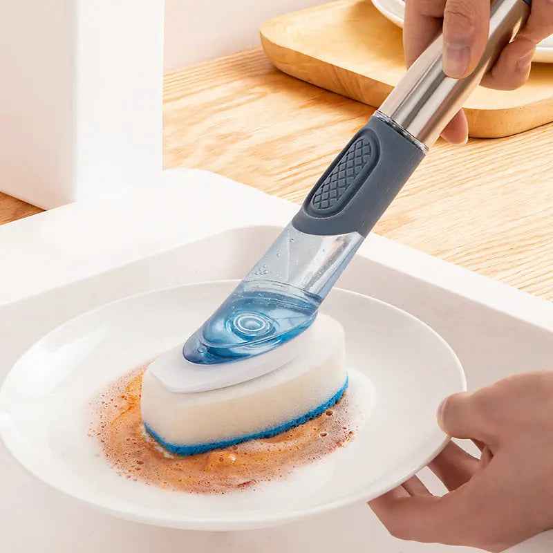 Cukokit Multifunctional Dish Brush Long Handle Kitchen Sponge Cleaning Tool