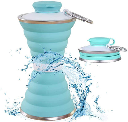 Cukokit 500ML Silicone Foldable Water Bottle  Leak Proof Portable Sports Cup