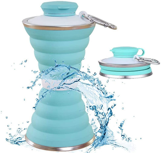 Cukokit 500ML Silicone Foldable Water Bottle  Leak Proof Portable Sports Cup