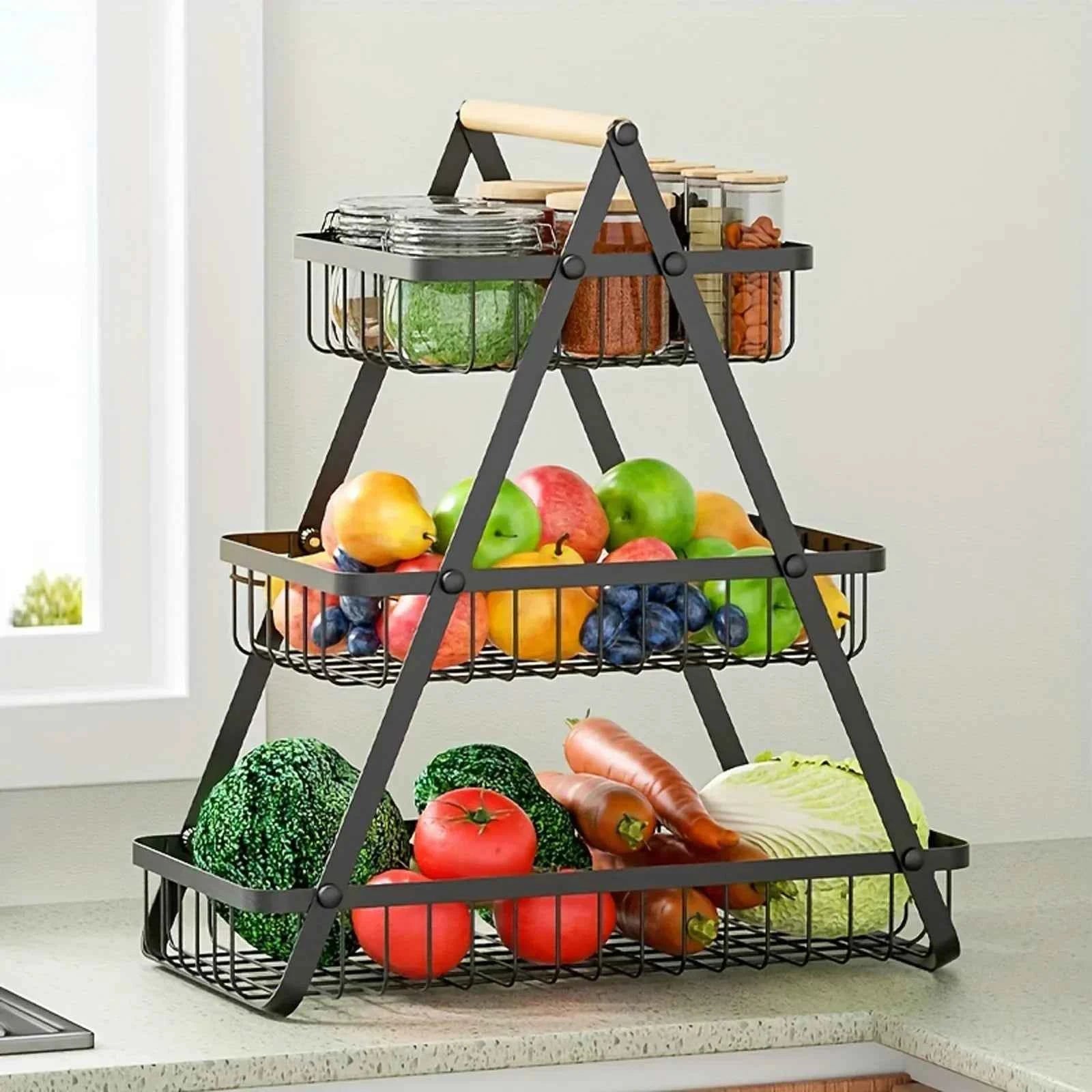 FruitCascade - Three-Tiered Fruit Basket