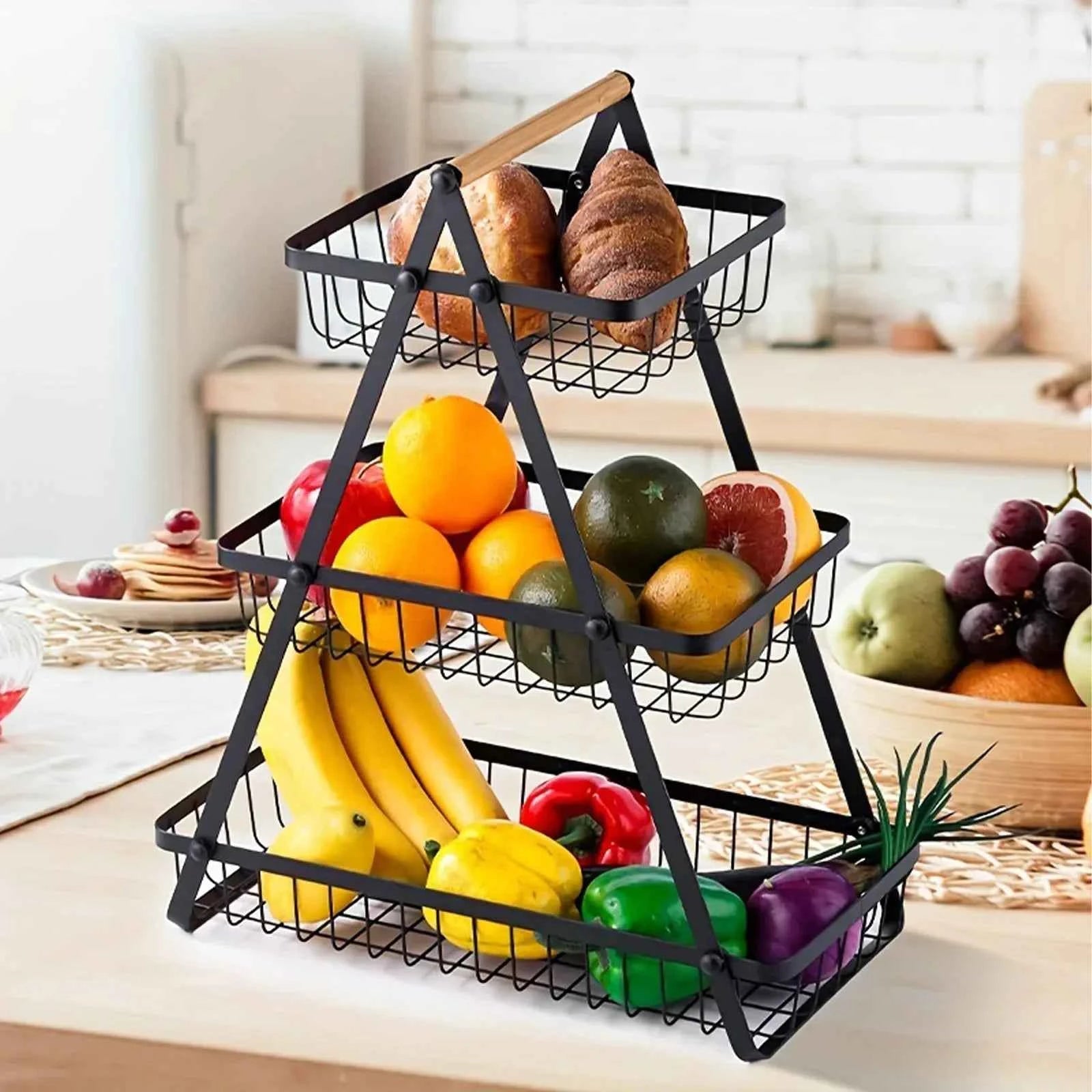 FruitCascade - Three-Tiered Fruit Basket