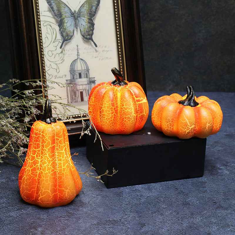 Halloween Pumpkin Lantern Simulation Pumpkin LED Candle Lamp Resin Luminous Pumpkin
