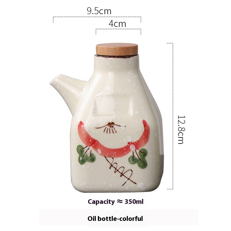 Cukokit New Chinese Ceramic Kitchen Sauce Dipping Pot Traditional Condiment Dispenser