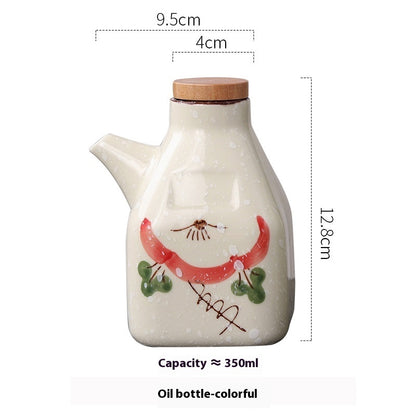 Cukokit New Chinese Ceramic Kitchen Sauce Dipping Pot Traditional Condiment Dispenser