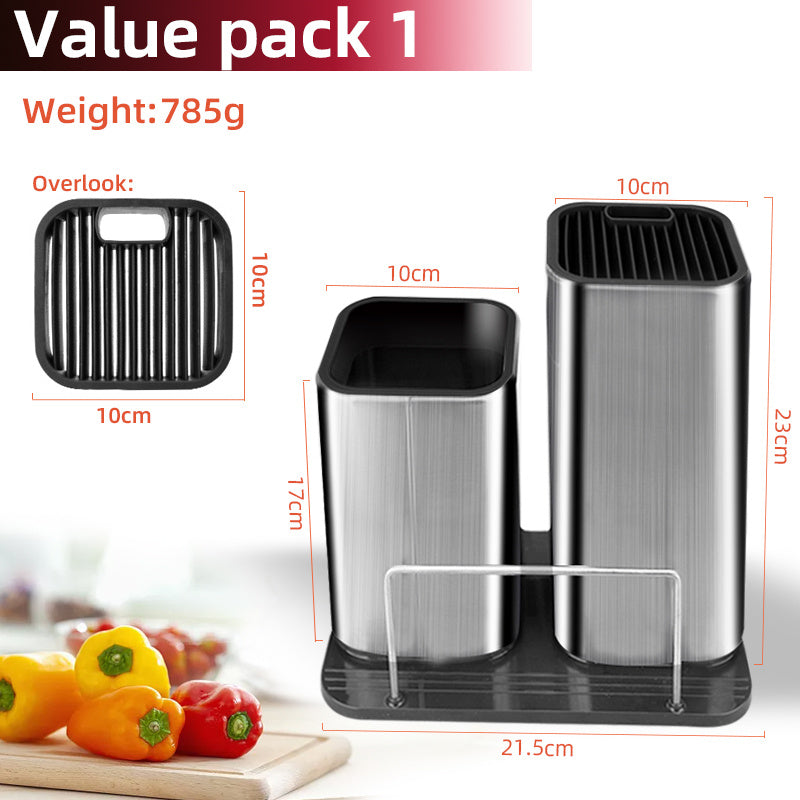 Cukokit Stainless Steel Knife & Chopping Board Holder Drainable Kitchen Rack