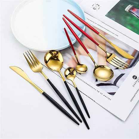 Elegant 24-Piece Gold and Silver Stainless Steel Cutlery Set