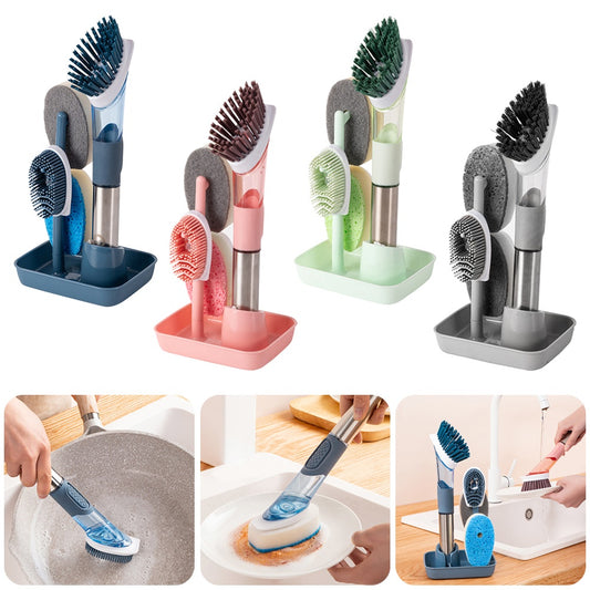 Cukokit Multifunctional Dish Brush Long Handle Kitchen Sponge Cleaning Tool