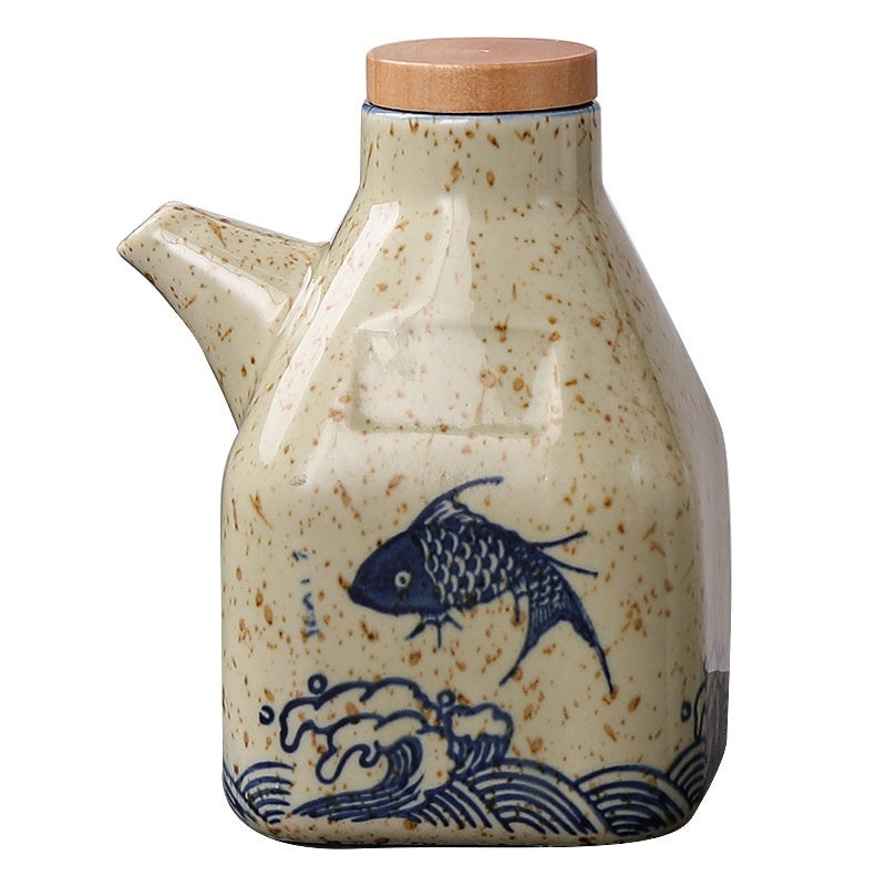Cukokit New Chinese Ceramic Kitchen Sauce Dipping Pot Traditional Condiment Dispenser