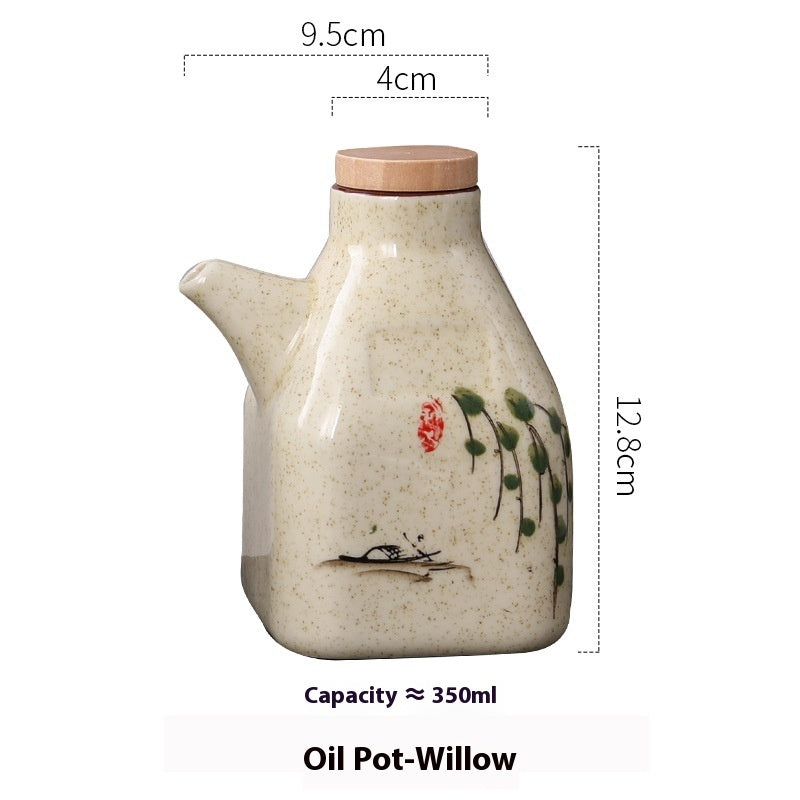 Cukokit New Chinese Ceramic Kitchen Sauce Dipping Pot Traditional Condiment Dispenser