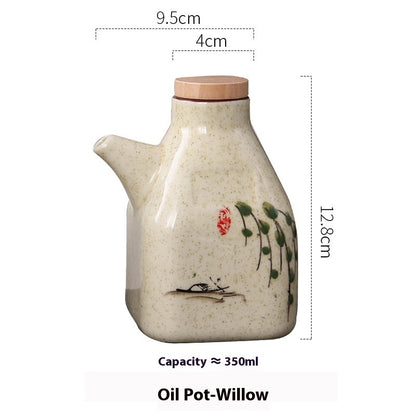 Cukokit New Chinese Ceramic Kitchen Sauce Dipping Pot Traditional Condiment Dispenser