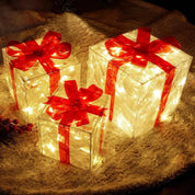 EclatDeNoel - Light-Up Gift Box Ornament with Bow
