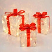 EclatDeNoel - Light-Up Gift Box Ornament with Bow