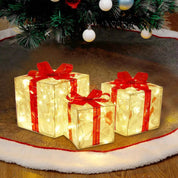 EclatDeNoel - Light-Up Gift Box Ornament with Bow