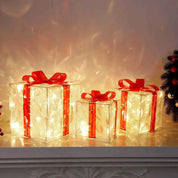 EclatDeNoel - Light-Up Gift Box Ornament with Bow