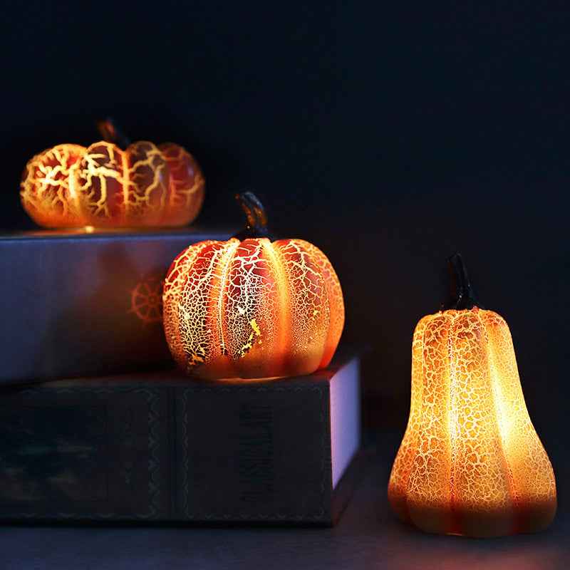 Halloween Pumpkin Lantern Simulation Pumpkin LED Candle Lamp Resin Luminous Pumpkin