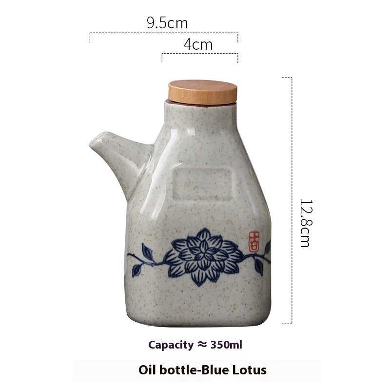 Cukokit New Chinese Ceramic Kitchen Sauce Dipping Pot Traditional Condiment Dispenser