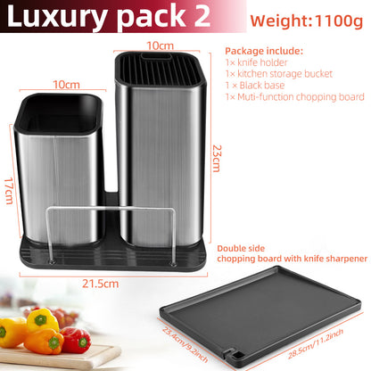 Cukokit Stainless Steel Knife & Chopping Board Holder Drainable Kitchen Rack