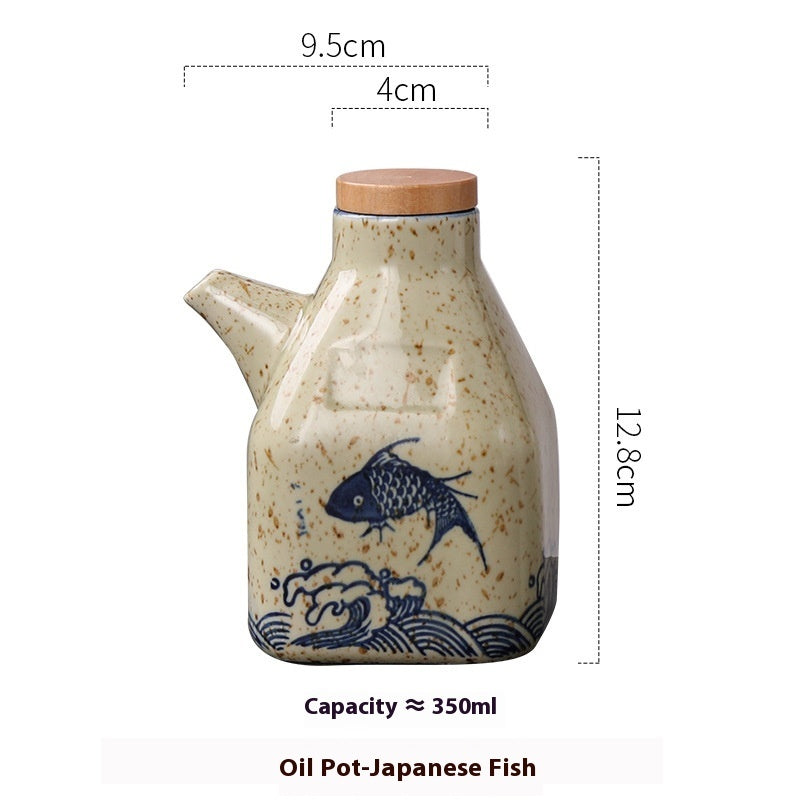 Cukokit New Chinese Ceramic Kitchen Sauce Dipping Pot Traditional Condiment Dispenser