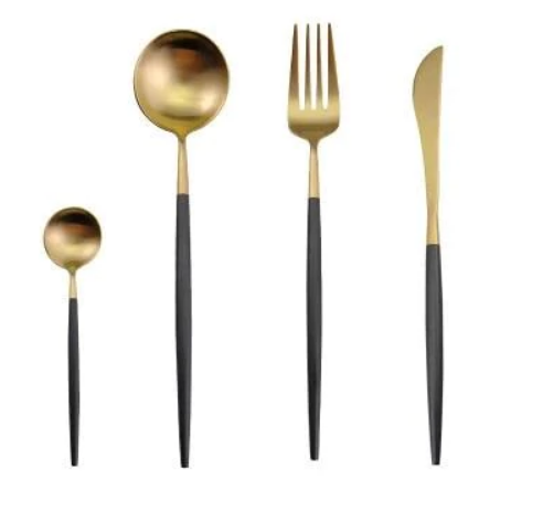 Elegant 24-Piece Gold and Silver Stainless Steel Cutlery Set - Cukokit