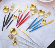 Elegant 24-Piece Gold and Silver Stainless Steel Cutlery Set - Cukokit
