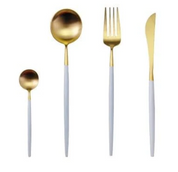 Elegant 24-Piece Gold and Silver Stainless Steel Cutlery Set - Cukokit