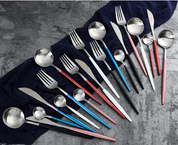 Elegant 24-Piece Gold and Silver Stainless Steel Cutlery Set