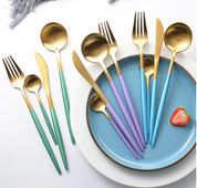 Elegant 24-Piece Gold and Silver Stainless Steel Cutlery Set - Cukokit