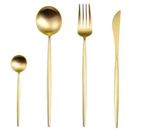 Elegant 24-Piece Gold and Silver Stainless Steel Cutlery Set - Cukokit