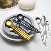 Elegant 24-Piece Gold and Silver Stainless Steel Cutlery Set - Cukokit