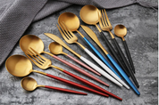 Elegant 24-Piece Gold and Silver Stainless Steel Cutlery Set