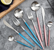 Elegant 24-Piece Gold and Silver Stainless Steel Cutlery Set