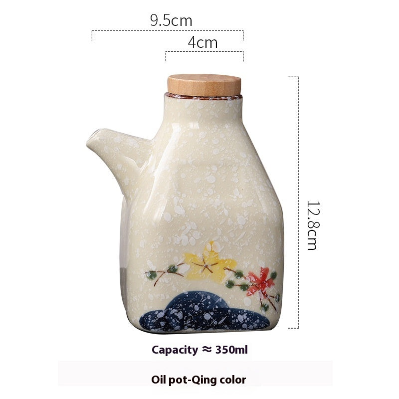 Cukokit New Chinese Ceramic Kitchen Sauce Dipping Pot Traditional Condiment Dispenser